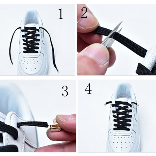 Elastic No Tie Skosnören 1-Par Svart Svart
