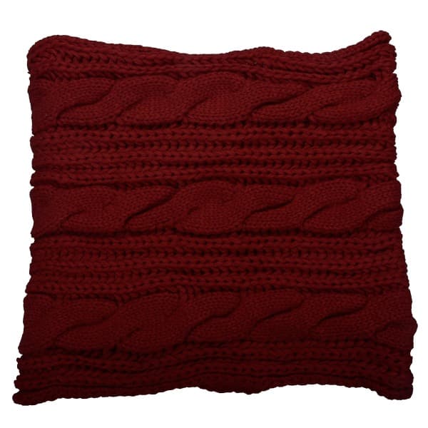Vinterstickad Infinity-scarf för kvinnor Mode Tjock Varm Circle Loop Halsdukar Vinröd
