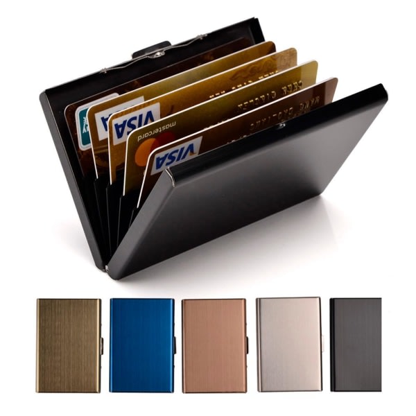 2Pack Stilren Exklusiv Stål Korthållare / Plånbok - RFID Säker Blå