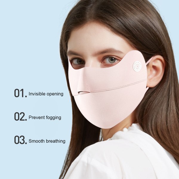 UV Ansiktsmask Tvättbar Återanvändbar Träning Andas Solskydd Mjölkte färg+rosa
