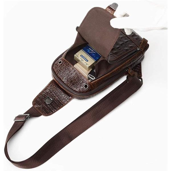 Axelväska i läder crossbody-väska män kvinnor reser utomhussporter, ryggsäckar