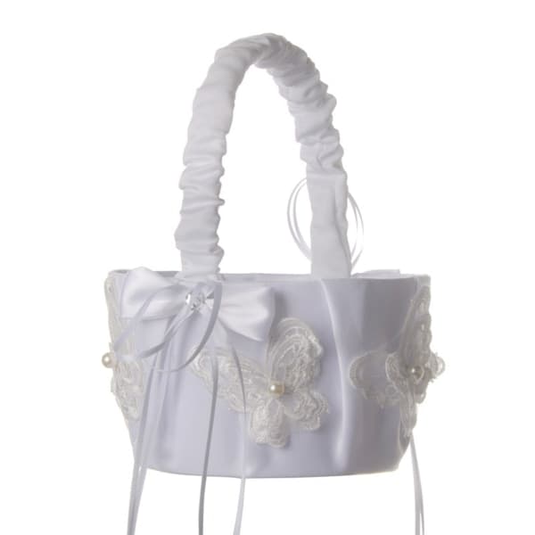 Bröllopsblommakorgar med handtag Elegant vit liten blomkorg