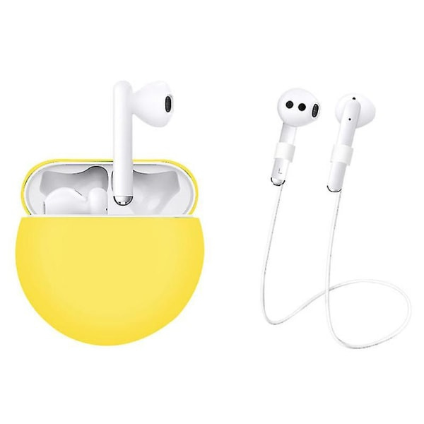 2st/ set för Huawei Freebuds 3 Bluetooth hörlurar mjukt case med anti-tappad nackrem (gul)