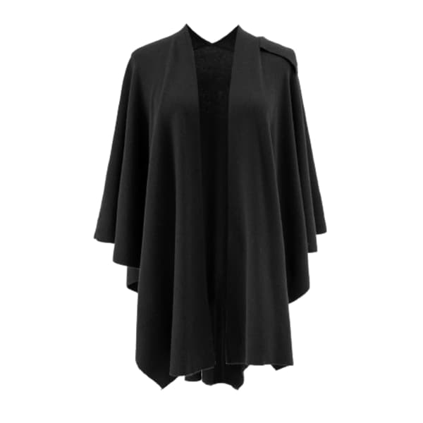 Cross Front Poncho Sweater Wrap Top Stickad Sjal Black