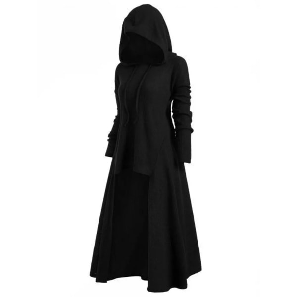 Retro Long Cape Gothic Hoodie Jacka Plus Size Enfärgad Långskjorta Toppjacka Cosplay Costume M