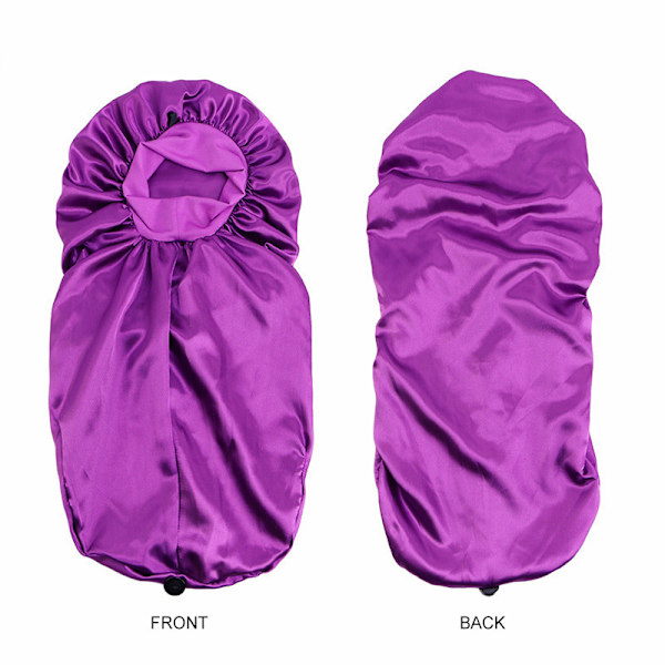 Satin för kvinnor med spänne lång tub cap (lila)