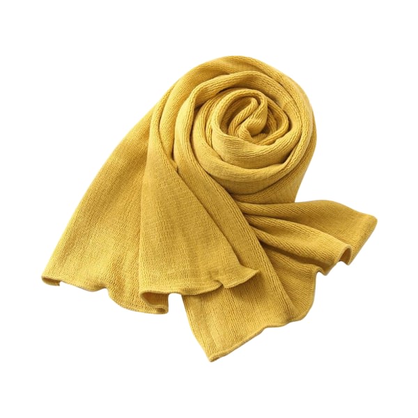 Lång varm sjal för kvinnor Vintervarm halsduk enfärgad gul