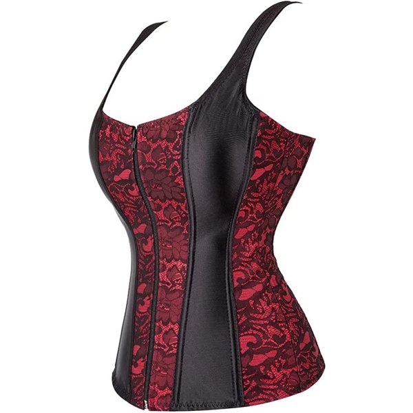 Damkorsetter Overbust Bustier Top Gothic Sexy Shoulder Red 2928 XL