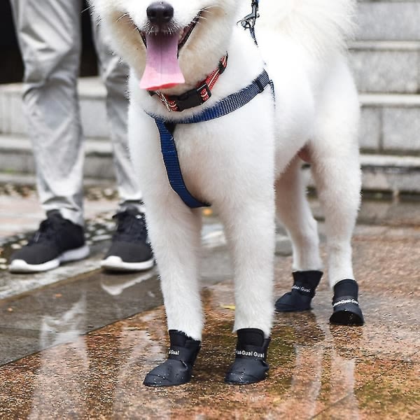 Pet Dog Snow Boots Vattentätt skydd Regnstövlar Gummistövlar M