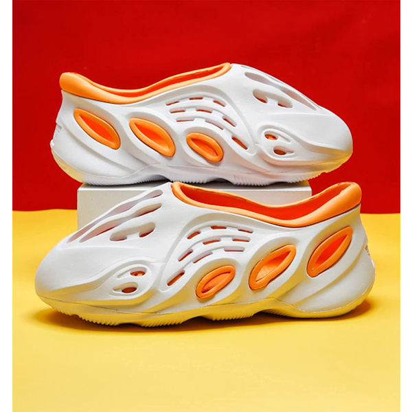 Damskor med hål för män ihåliga sandaler, vit orange, EU 40 white orange EU 40