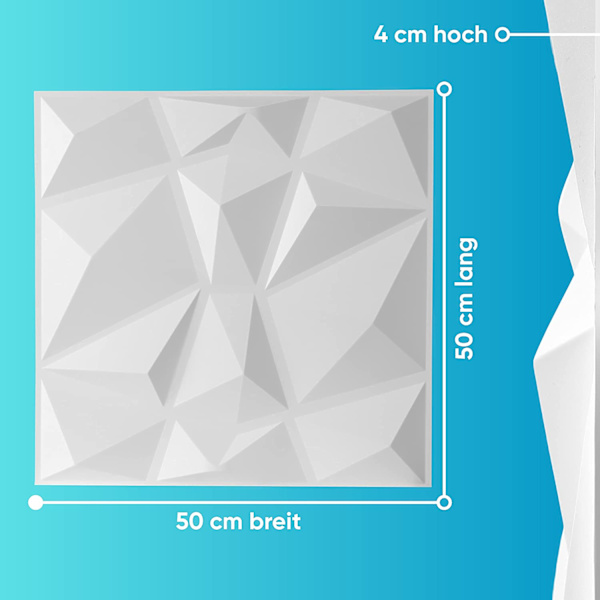 Tak Seamless 3D väggpanel, vit, 2 kvm