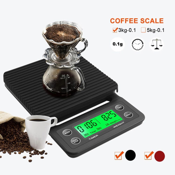 Drip Kaffevåg Elektronisk Digital Köksvåg BRUN 5KG Brown 5kg 0.1g