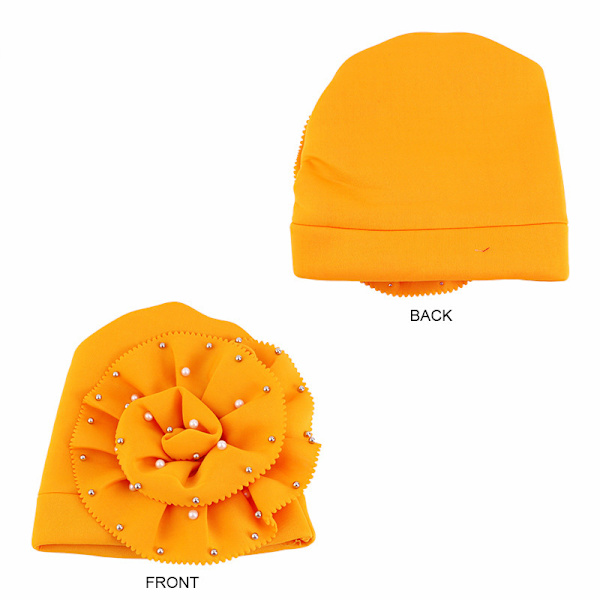 Huvudduk i bomullssjal omlott huvudduk för dam cap pärlrosad ros detalj (orange)