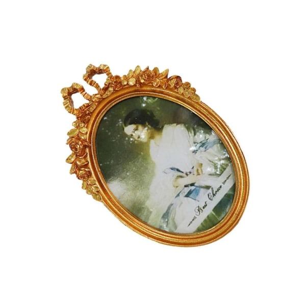 1/2/3 Retro stil fotoramhållare Utsmyckad barock Oval hantverk Vitguld 6 tum 1 st