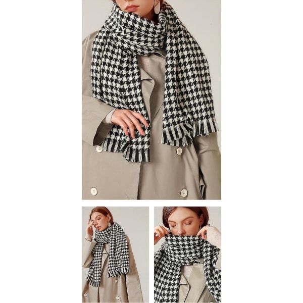 Houndstooth street style kvinnors kashmirsjal med geometrisk form och lång printed halsduk