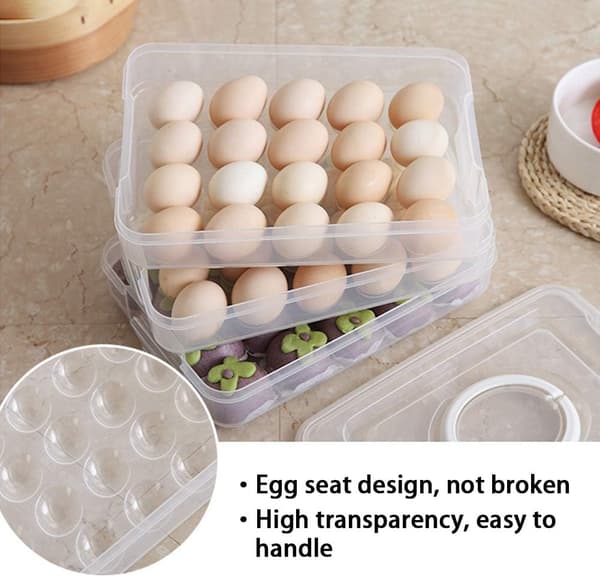 Äggställ, 3-vånings Deviled Egg bricka med lock Äggkartongdispenserbehållare med handtag, rymmer 60 ägg
