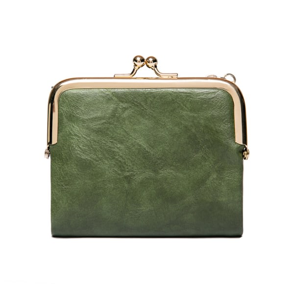 Damplånbok Small Rfid Ladies Compact Bifold Leather Vintage green