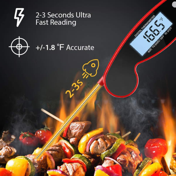 Vattentät Kött Digital termometer, 3S Instant Read Digital Red