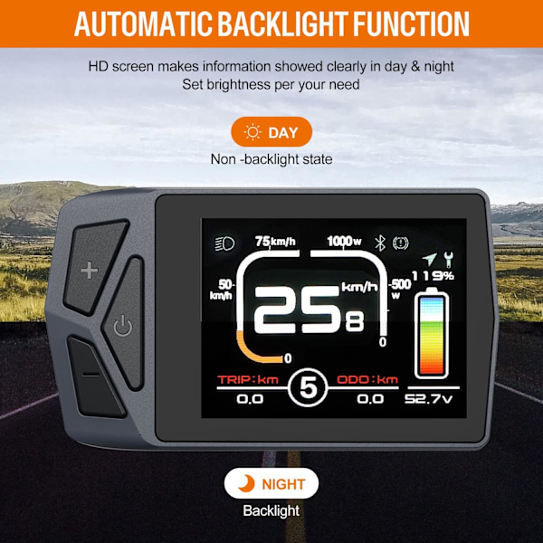 Display för Ebike: for 8Fun BBS02 BBSHD BBS01 Electric Mid Drive Kit, kompatibel med motor med UART