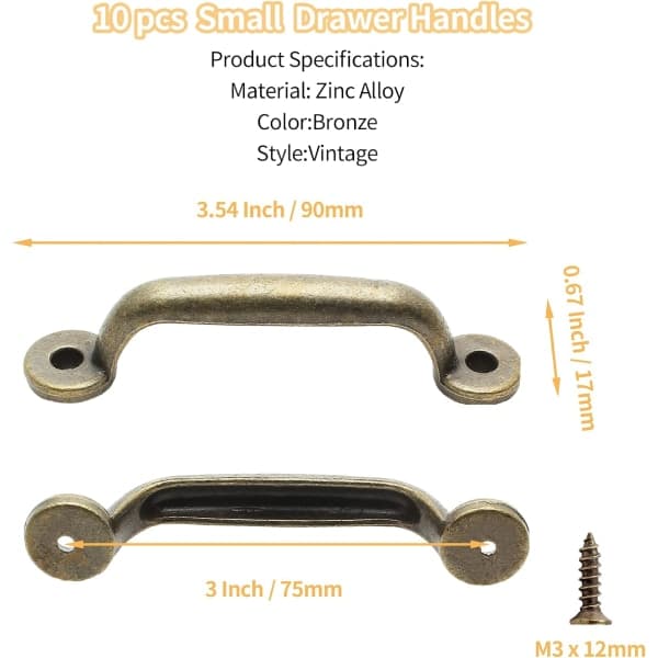 10 st zinklegering raffinerat vintage draghandtag. Gate Pull Antik