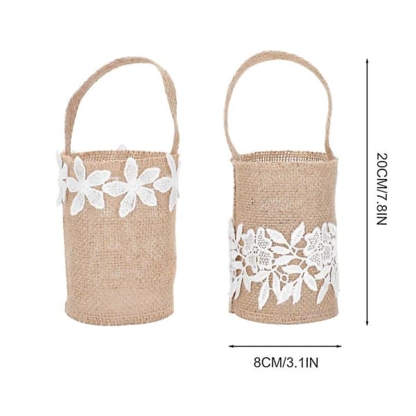 2 förvaringshållare Blomkorgar i linne (vit, beige)