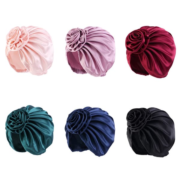Simulering av cap med blommössa med turban (marinblå)