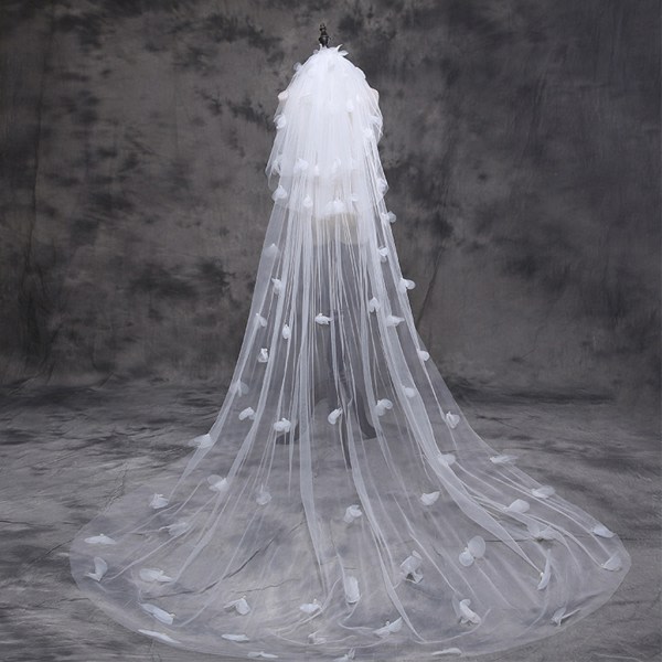 Tyll Bröllopsklänning Veils White Bowknot Bridal Multi Hair Veil Comb Faux P