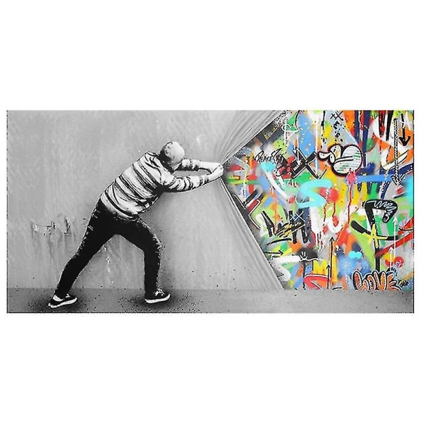 Street Art Graffiti Väggkonst Gardin Canvas Målning, f