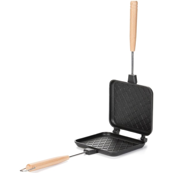 Smörgåsmaskin, Non-stick Grillad Pan med handtag, Spishäll Camping Brödrost Aluminium Flip Pan