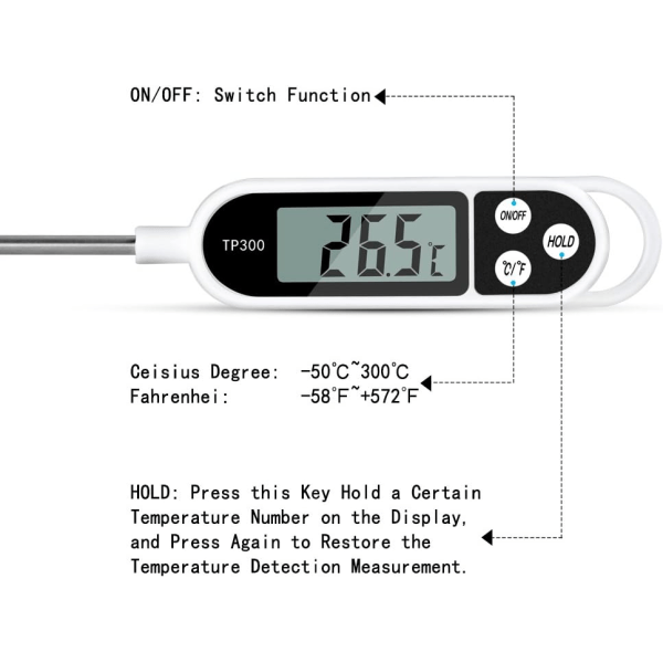 Digital Instant Read Kötttermometer Kök Matlagning Mat Godistermometer