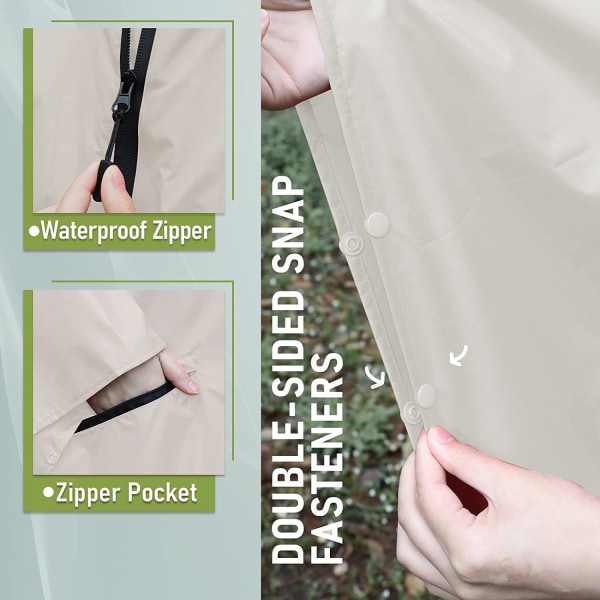 Regnponchojacka för vuxna med fickor, XL (beige)