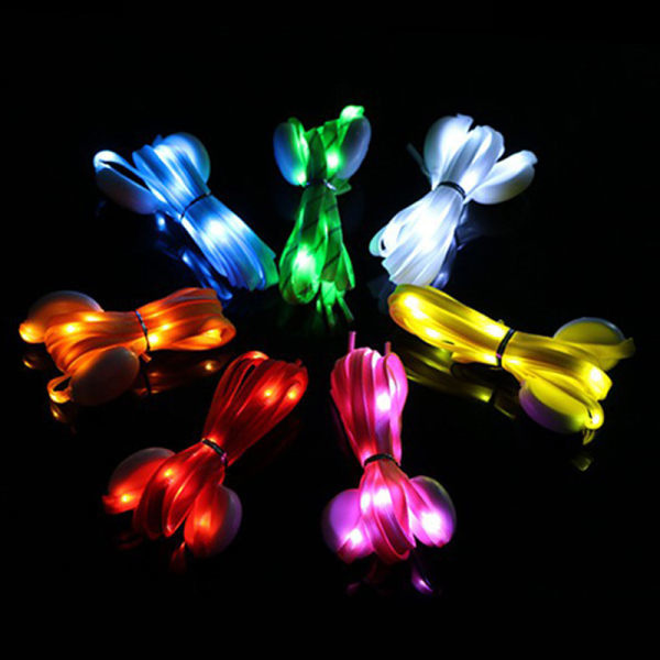 LED skosnören Flash Light Up Colors Glow Blinkande bomullssko Blue