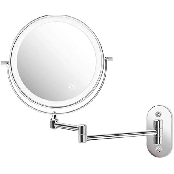 Sminkspegel LED upplyst, 1x/5x förstoring, med touch-omkopplare, USB laddningsbar, 360° rotation