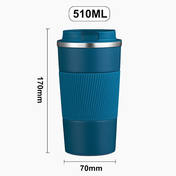 510ml blå mugg, kafferesemugg i rostfritt stål, varmt och kallt kaffe, mjölk och te.