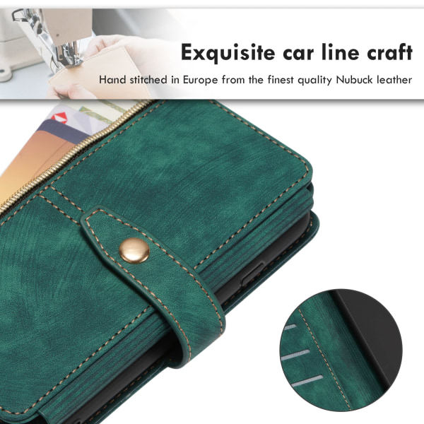 Case till Samsung Galaxy S23, Zipper Flip Leather Green