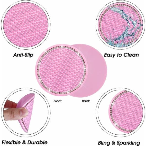 Set med 4 halkfria silikonmattor (rosa)