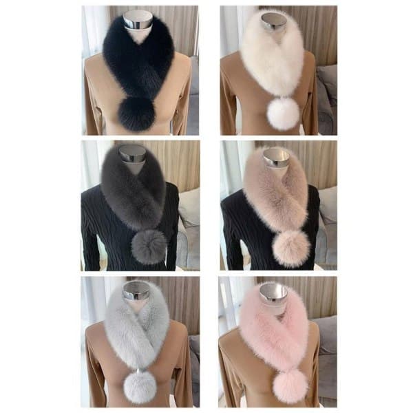 Pälsimitation Scarf Dam Scarf Pälskrage GRÅ Grå