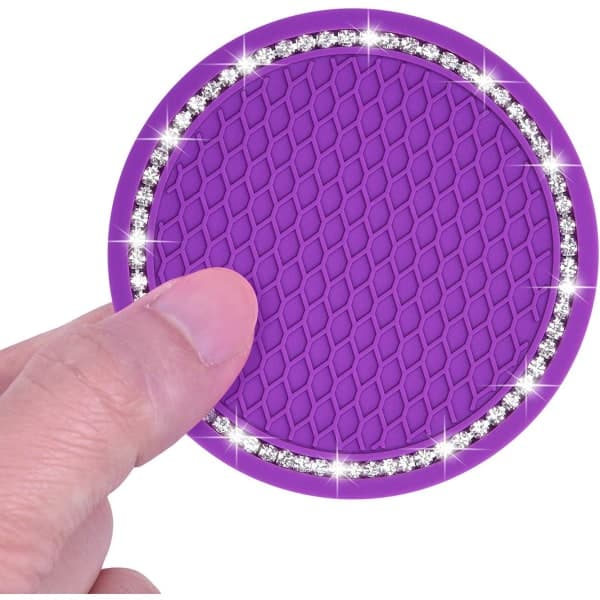 2-pack PVC bilkopphållare Auto-Insert Underlägg - Halkfri universal (2,75" diameter) Lila