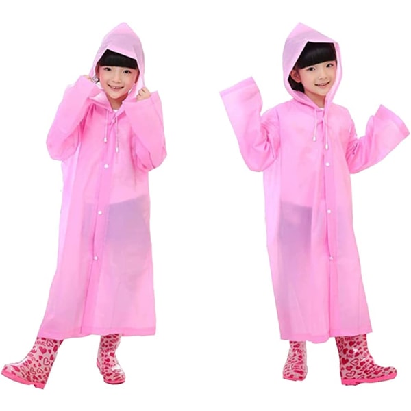 2-pack återanvändbar regnjacka för barn med ärm, nödsituation (rosa)