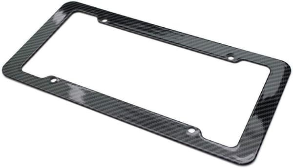 Kolfibernummerskyltram, blank finish, 2-pack, med fästelement, skruvar | Biltillbehör