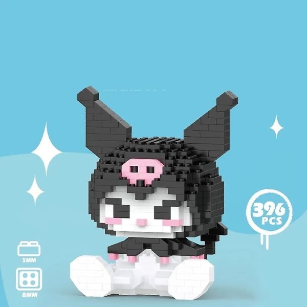 Byggkloss Sanrio Anime Figur Kuromi Monterade leksaker Dekorativ prydnad Modell Min Melodi Barnpussel Gåvor My Melody