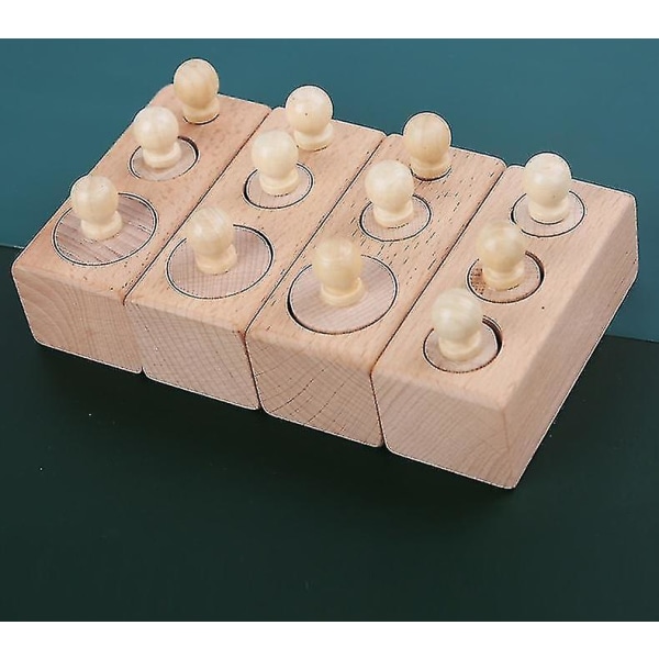 Mini träfärgad uttag Cylindriska block Leksaker Pedagogiska sensoriska leksaker