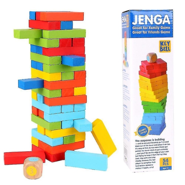 Trästapling Brädspel Ncing Building Blocks For Kids Pojkar Flickor - 54 delar789