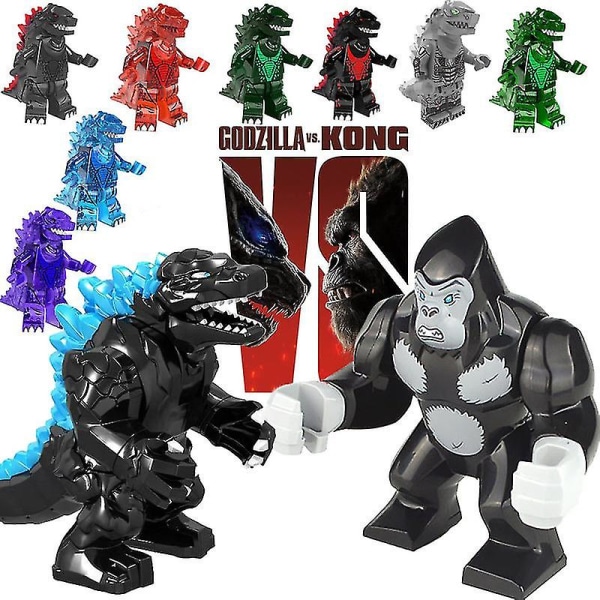 King Kong vs. Godzilla Set små partiklar Barns monterade byggsten leksaksdekoration C