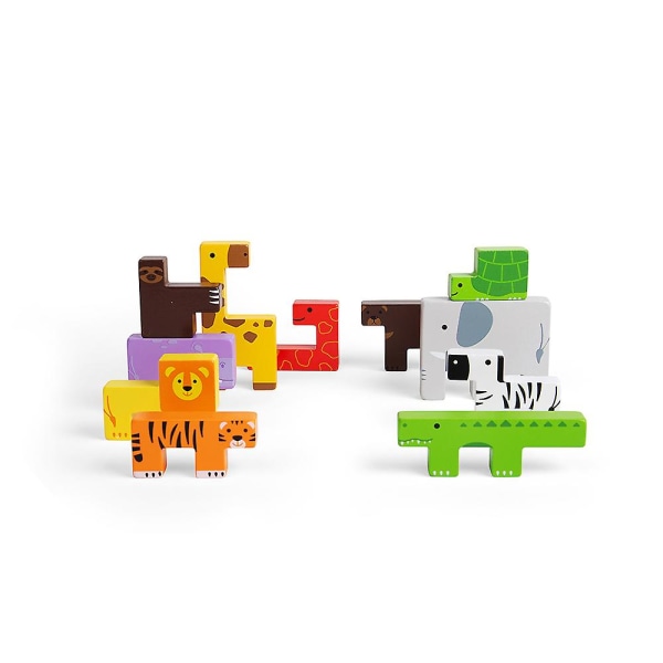 Bigjigs Toys Animal Lock-a-Block-pussel - 11-bitars byggklosspussel