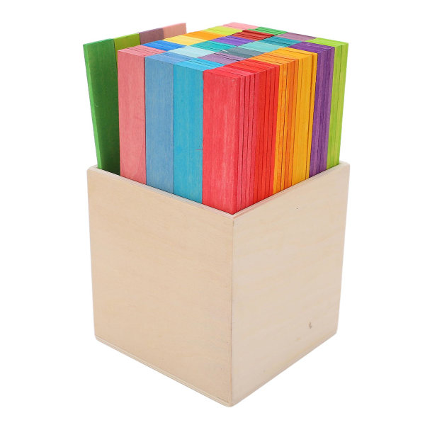 Byggklossar av trä - 120 st färgglada brostaplingsleksaker för toddler - Pedagogiska DIY-pusselblock