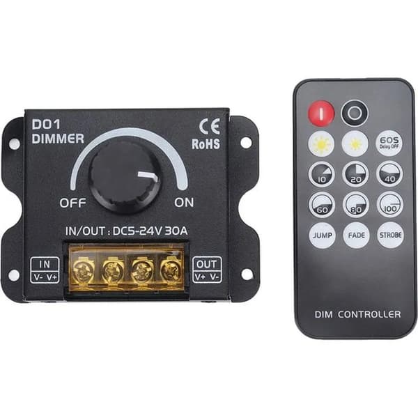 2-kanals trådlös LED-tryckknappsdimmer DC5V-24V med fjärrkontroll