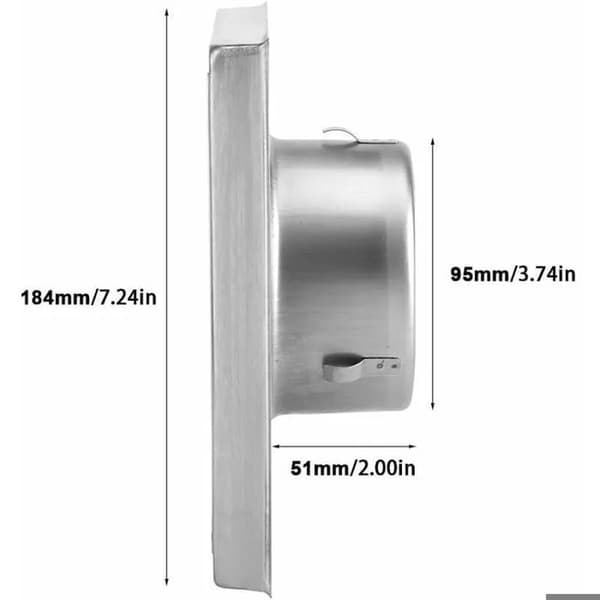 Utvändig ventilationsgaller - MHY® - Rostfritt stål - Diameter 100 mm - Backspjäll - Väggmontering
