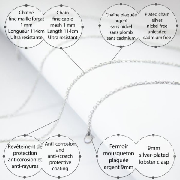 Fin kedja för graviditet bola - äkta silverpläterad - 114cm - Oåterkalleliga smycken