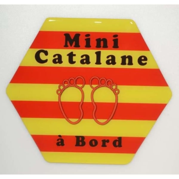 Klistermärke baby ombord - Mini Catalan(e) - Girl Red And Yellow